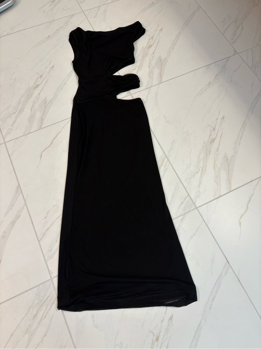 Peppermayo One-Shoulder Black Cutout Maxi Dress